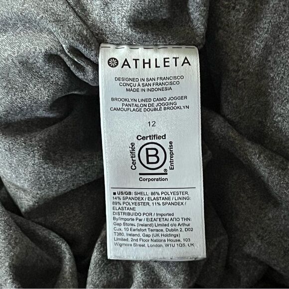 Athleta Brooklyn Lined Joggers Size 12 Black Camo Relaxed Athletic Track Pants - Picture 9 of 9